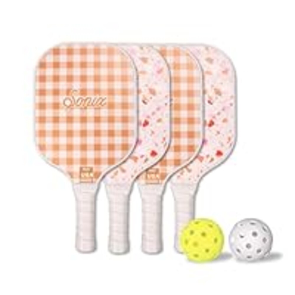 Sonix | Pickleball Paddles Set of 4 | USAPA Approved | Fiberglass Surface Pickle Ball Set with 4 Paddles, 2 Balls, & Bag (Sherbert Confetti (4))