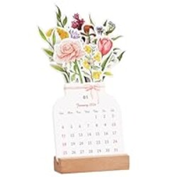 2026 Creative Flower Desk Calendar, Vase Shaped New Year Monthly Calendar Planner 3.9" x 9.4"