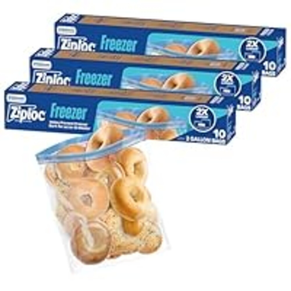 Ziploc Two Gallon Food Storage Freezer Bags, 30ct Total, Easy Open and Close, 10 Count, Pack of 3 (Packaging May Vary)