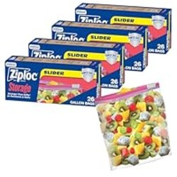 Ziploc Gallon Food Storage Slider Bags, Power Shield Technology for More Durability, 104 Bags Total