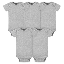 Gerber unisex baby 5-pack Solid Onesies Bodysuits Shirt, Gray, 18 Months US
