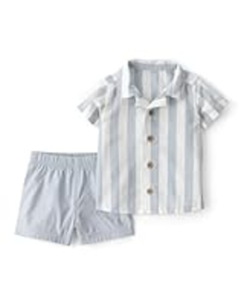 Carter's Boy 2-Piece Short Set, Blue Stripes, 3M