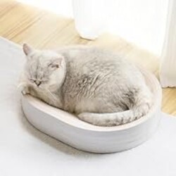 NATUYA Oval Cat Scratcher Bed, Modern Cat Scratching Bowl Bed, Durable Kittens Scratching Board Corrugated Lounge, Furniture Protector