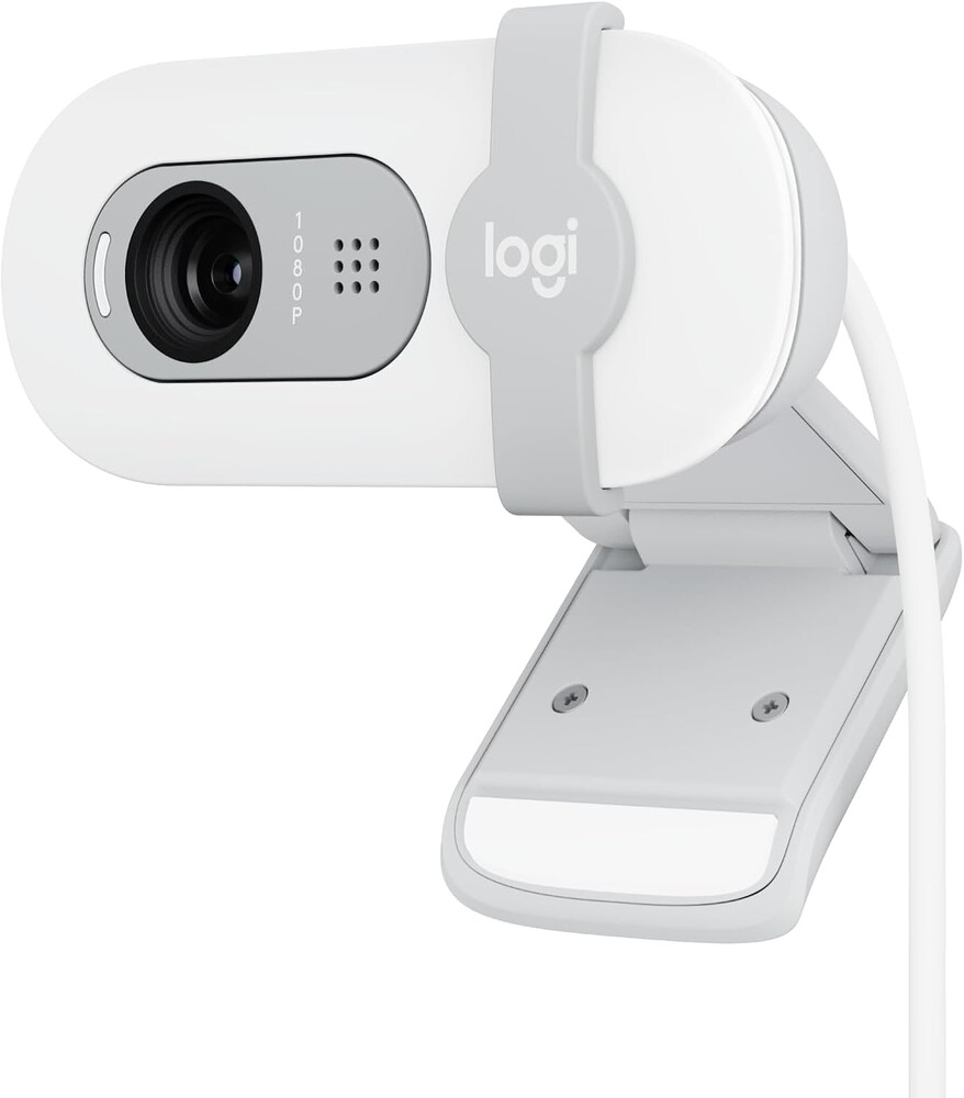 Logitech Brio 100 Full HD 1080p Webcam for Meetings, Streaming, Desktop, Laptop, PC - Built-in Mic, Shutter, Works with Zoom, Microsoft Teams, Nintendo Switch 2’s New GameChat Mode-Off -White