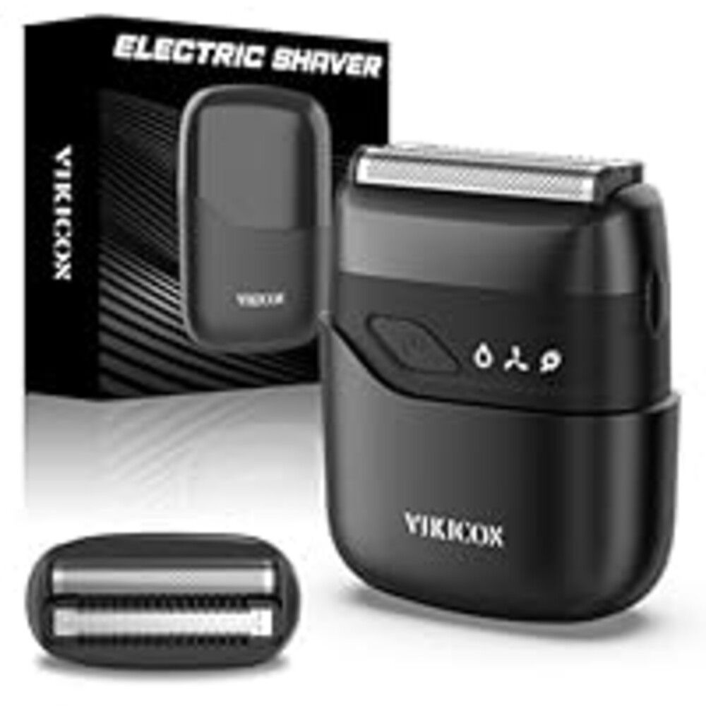 VIKICON® Electric Foil Shavers for Men, Compact Travel Face Shaver, Mini Razor for Shaving Face, Portable On-The-Go Shaver w/Dual Floating Blades, Close Shave Stubble Trimmer USB-C, Gifts for Dad Him