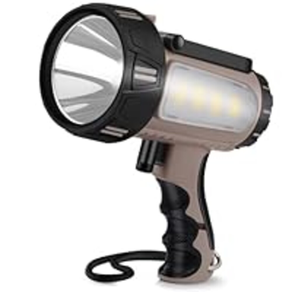 seeup Rechargeable Spotlight Flashlight, Super Bright Waterproof Handheld Spot Light 6 Models with Foldable Stand for Outdoor Boating Camping Fishing Hunting