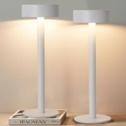 Briever 2 Pack Cordless Table Lamps, Rechargeable Battery Operated Lamp with 3 Colors Stepless Dimming, Portables LED Desk Lamp for Outdoor Dinner/Living Room/Bedroom/Restaurant/Patio/Camping (White)