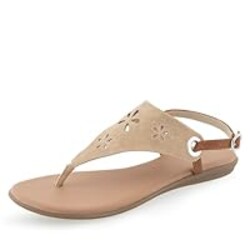 Aerosoles Women's INESSE Flat Slingback Thong Sandal, Pale Khaki Faux Nubuck, 11M