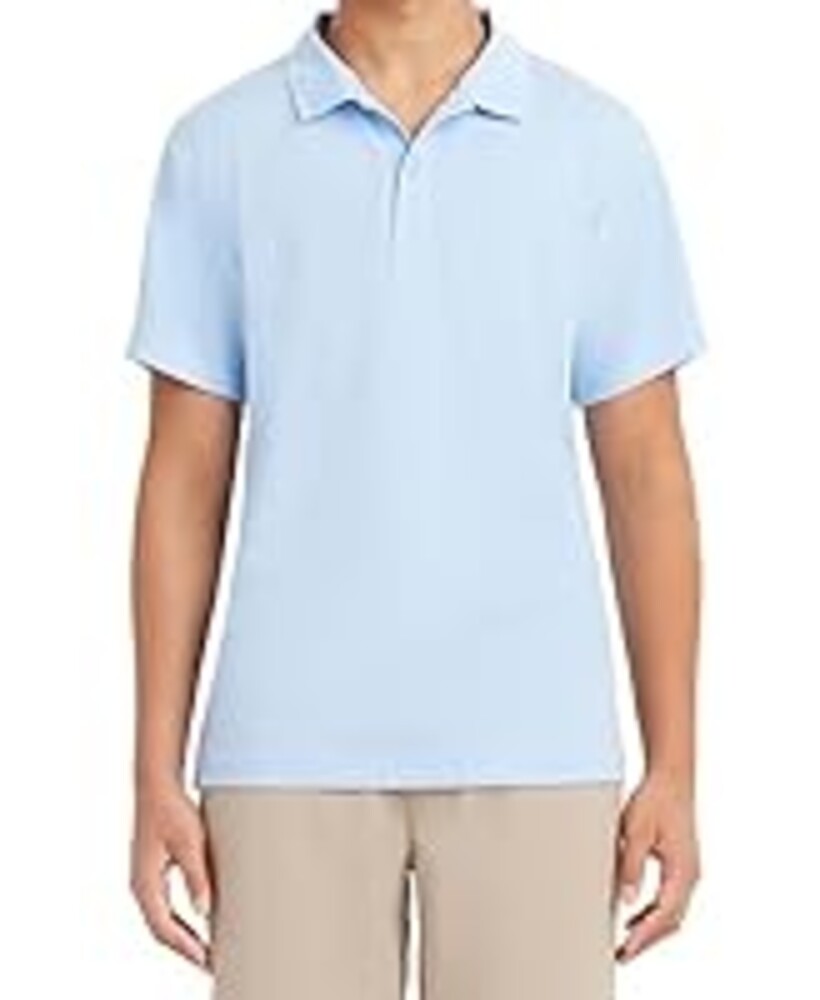 Nautica Young Men's Uniform Short Sleeve Performance Polo, Light Blue, Medium(36/37)