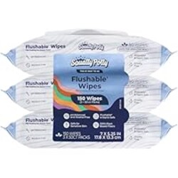 Squatty Potty Flushable Wipes - 3 Pack (150 Total Wipes) - 99% Water & Plant-Based - Green Tea, Cucumber & Aloe Spa Scent - pH Balanced - Septic Safe Adult Wet Wipes