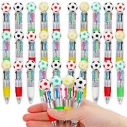 CZWZ 30Pcs Mini Multicolor Pens in One 4-in-1 Cute Pens Bulk for Kids, Ballpoint Pen for Birthdays and Children's Parties, Fun Gifts Assorted Ink Kawaii Pen(Soccer)