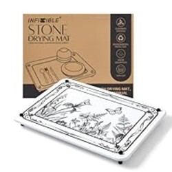 INFISIBLE Stone Drying Mat for Kitchen Counter - 16x12 Inch, Absorbent Quick Dry Natural Diatomaceous Earth Dish Drying Mats, Stone Sink Tray Heat Resistant Mats for Countertop （Floral & Butterfly)