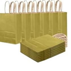 qiqee Grass Green Gift Bag with Handles Bulk 24Pcs Paper Bags -8.3"x6"x3. 15" Party Favor Bags - Solid Color