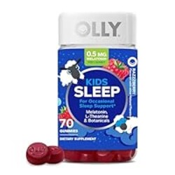 OLLY Kids Sleep Gummies, 0.5mg Melatonin, L Theanine, Chamomile, and Lemon Balm, Raspberry - 70 Count