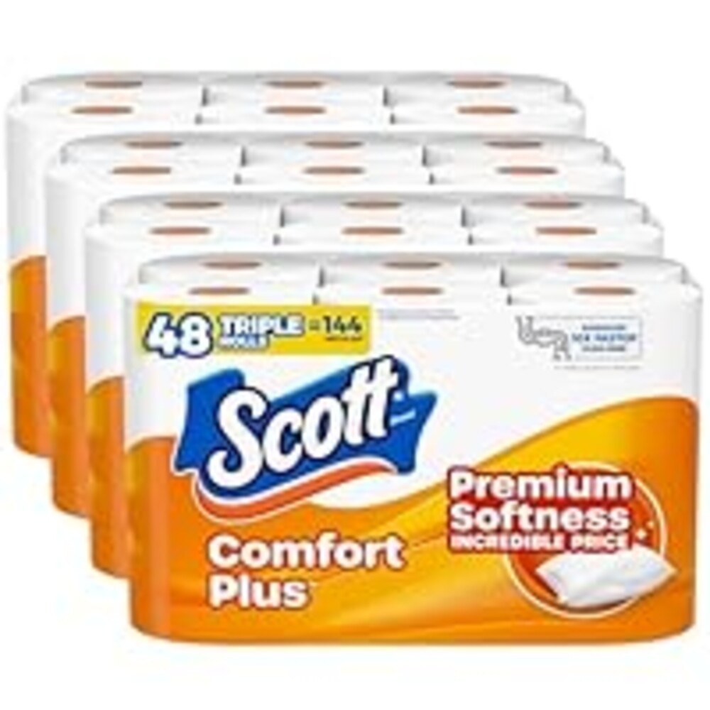Scott ComfortPlus Toilet Paper, 48 Triple Rolls, 231 Sheets per Roll, Septic-Safe, 1-Ply Toilet Tissue