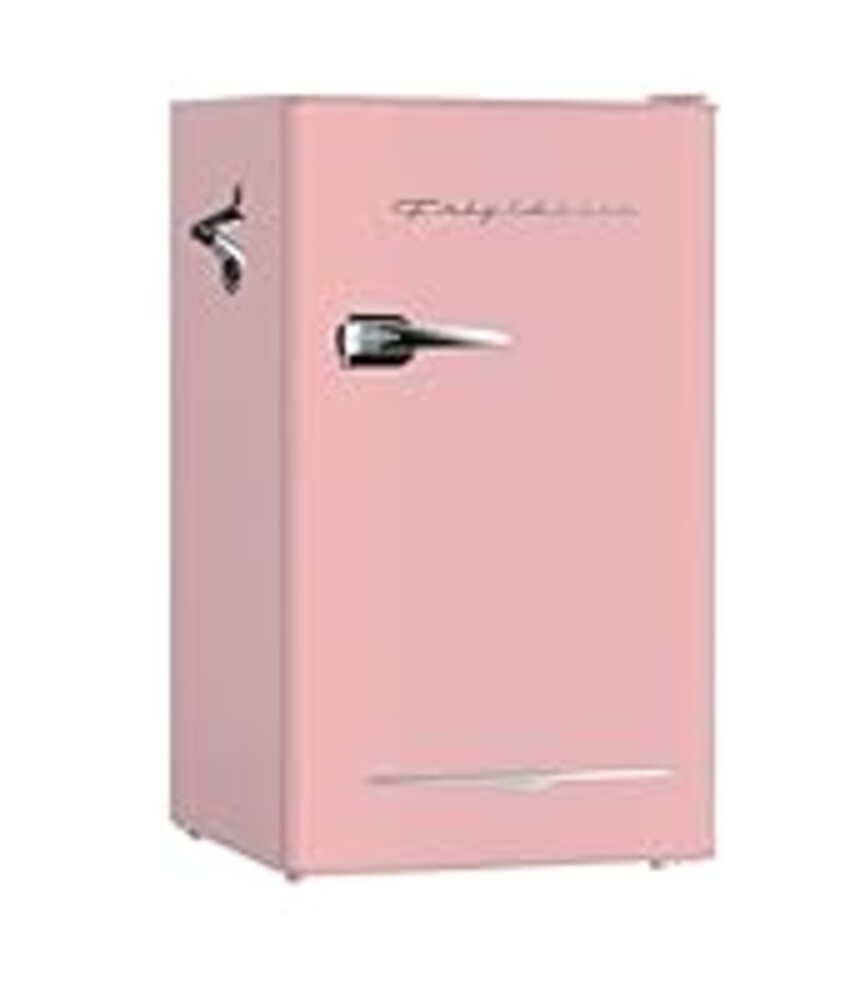 Frigidaire EFR376 Retro Bar Fridge Refrigerator with Side Bottle Opener, 3.2 cu. Ft, Pink/Coral