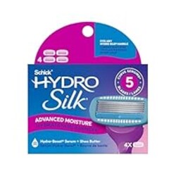 Schick Hydro Silk Moisture Razor Blade Refills, 4 Count | 5-Blade Moisturizing Razors for Women | Womens Moisturizing Razor Refills