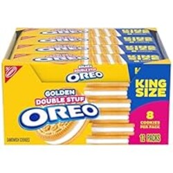 OREO Double Stuf Golden Sandwich Cookies, King Size, 12 Snack Packs (8 Cookies Per Pack)