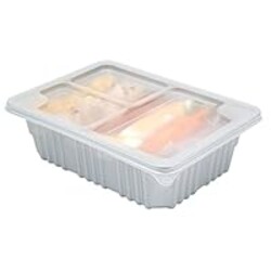 Restaurantware Futura 33.8 Ounce Meal Prep Boxes With Lids 100 Microwavable To Go Boxes - Inserts Sold Separately Disposable Silver Plastic Food Boxes With Lids Rectangle