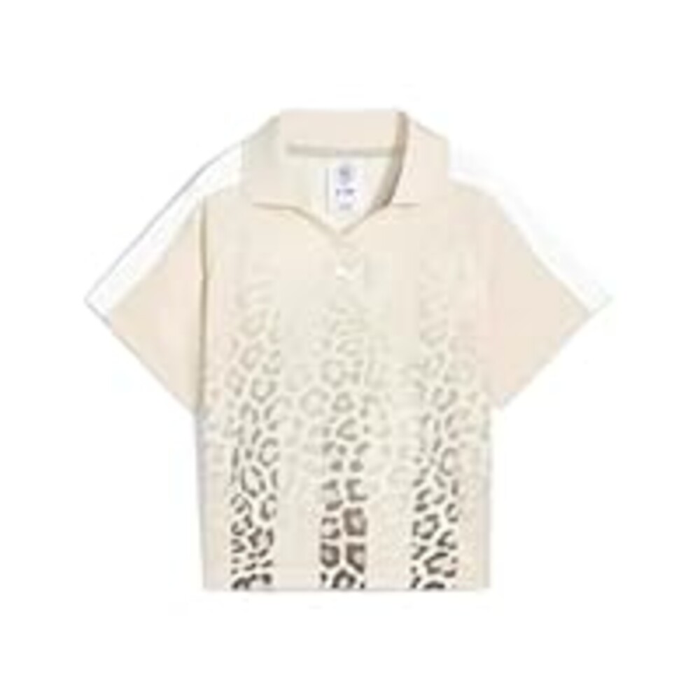 PUMA Women's T7 Leo Luxe Relaxed Soccer Jersey, Alpine Snow-All Over Print AH25