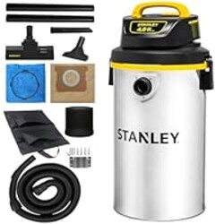 STANLEY Wet Dry Vacuum,4.5 Gallon 4HP Wall Mounted Shop Vac,26 Cleaning Ranging Stainless Steel Tank,Garage/ Home/Upholster/Laundry/Rooms Vacuum SL18133