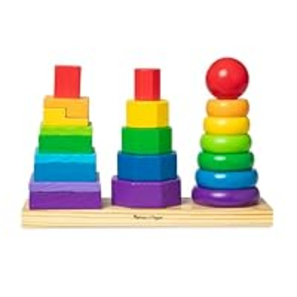 Melissa & Doug Geometric Stacker - Wooden Educational Toy,25 count(pack of 1)