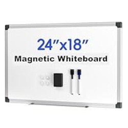 VUSIGN Magnetic Dry Erase White Board for Wall 24"×18"- 1 Eraser, 2 Markers, 4 Magnets, Aluminum Frame Whiteboard for Home, School, Office
