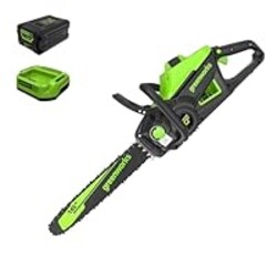 Greenworks 60V 16" Brushless Cordless Chainsaw, 2.5Ah Battery and Charger Included