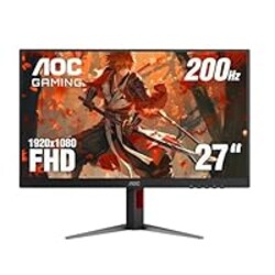 AOC 27G4H 27 inch Gaming Monitor, Full HD 1920x1080, IPS Panel, 200Hz 0.3ms MPRT, G-sync Compatible, 1x HDMI 2.0, 1x Display Port, HDR, Height Adjustable, sRGB 120.3%, 3-Year Zero-Bright-Dot