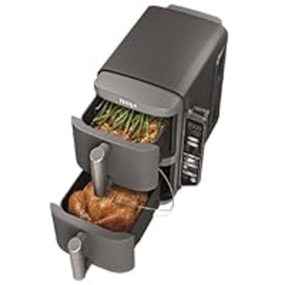 Ninja DoubleStack XL Smart Air Fryer, 2-Basket, 10 QT, 6-in-1, DoubleStack Technology Cooks 4 Foods at Once, Space Saving Design, Air Fry, Broil, Bake SL451