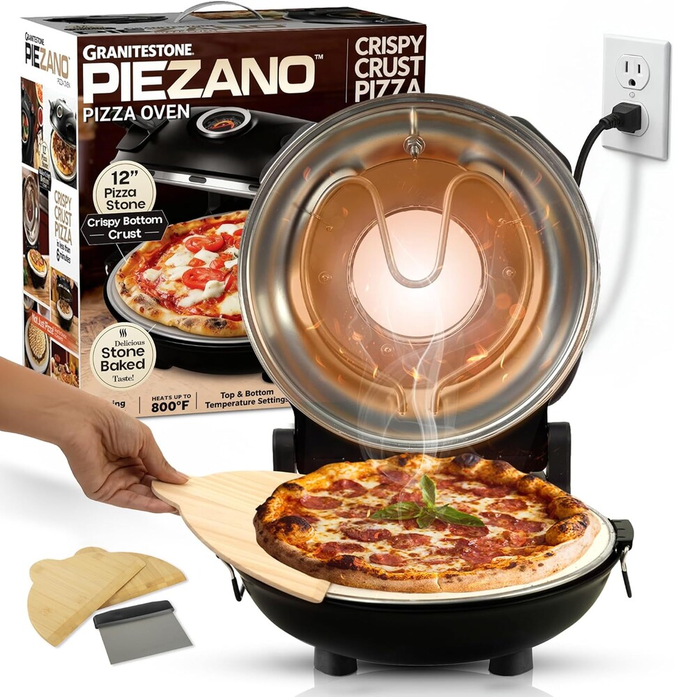 PIEZANO 12 Inch Electric Indoor Pizza Oven Heats up to 800˚F
