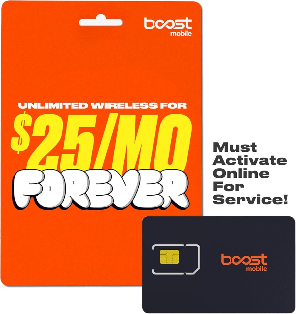 Boost Mobile SIM Kit | $25/mo Forever Unlimited Plan with Auto-Pay | Unlimited Talk, Text & Data | First Month Included with Purchase | US Phones Only