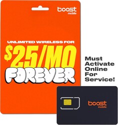 Boost Mobile SIM Kit | $25/mo Forever Unlimited Plan with Auto-Pay | Unlimited Talk, Text & Data | First Month Included with Purchase | US Phones Only