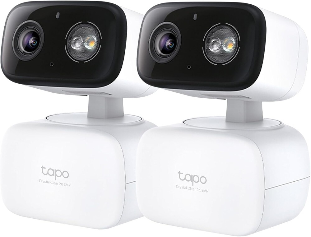 Tapo 2K Indoor/Outdoor Pan/Tilt Wired Security Camera - Baby Monitoring, Person & Baby Cry Detection, 360° Motion Tracking, Night Vision, No-Subscription Local Storage or Optional Cloud, C216 (2-Pack)