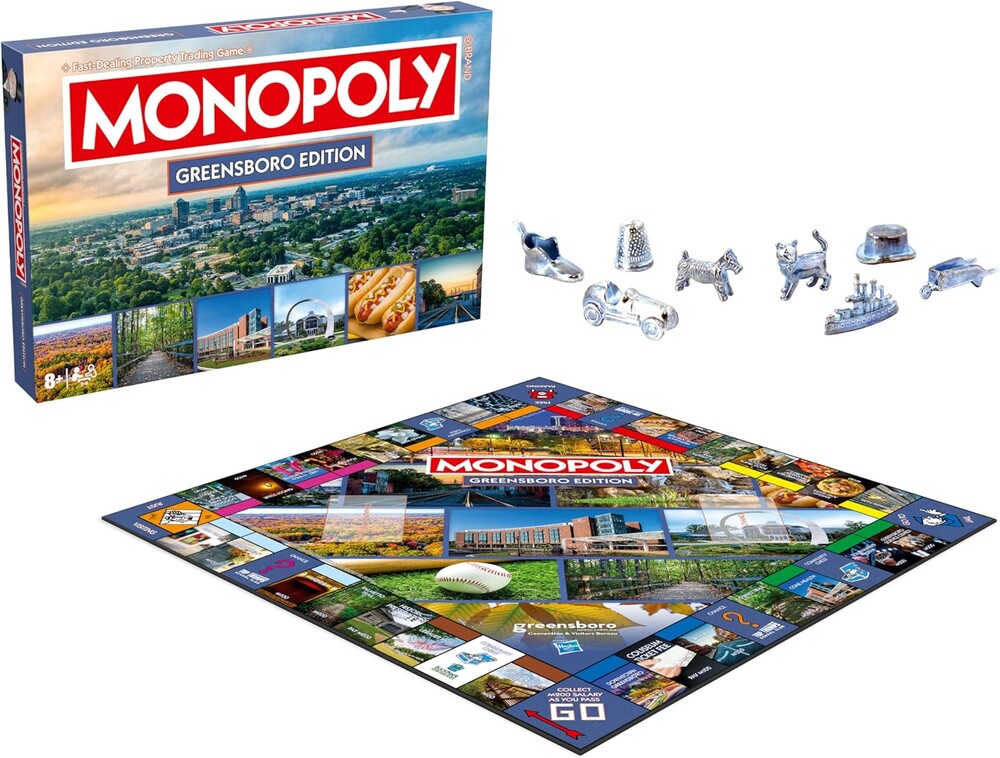 Monopoly Board Game – Greensboro, NC Edition: 2-6 Players Family Board Games for Kids and Adults, Board Games for Kids 8 and Up, Great for Game Night