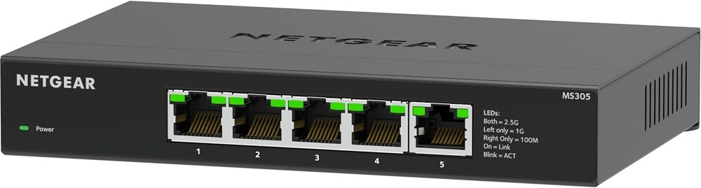 NETGEAR 5-Port 2.5GB Switch | Multi-Gigabit Ethernet Unmanaged Essentials Network Switch (MS305) - with 5 x 1G/2.5G, Desktop or Wall Mount, and Limited 3 Year Protection