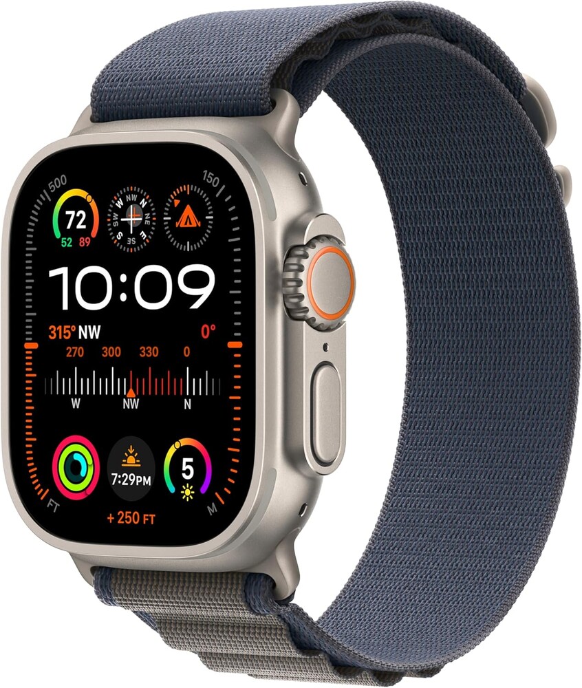 Apple Watch Ultra 2 [GPS + Cellular 49mm] Smartwatch with Rugged Titanium Case & Blue Alpine Loop Small. Fitness Tracker, Precision GPS, Action Button, Extra-Long Battery Life