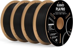 ELEGOO PLA PRO Filament 1.75mm Black 4KG, 30-250mm/s Printing Speed Improved Rigidity 3D Printer Filament Dimensional Accuracy +/- 0.02mm, 4pcs 1kg Spool (2.2lbs)