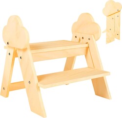 Wooden Toddler Step Stool, 2-Step Foldable Stool for Kids with Non-Slip Surface, Baby Bathroom Stool for Potty Training, Bathroom Sink, Kitchen Counter with Cute Cloud Design, Natural