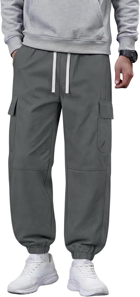 Men Baggy Casual Pants Wide Tapered Leg Sweatpants Heavyweight Hiking Outdoor Twill Track Jogging 4 Pockets