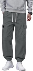 Men Baggy Casual Pants Wide Tapered Leg Sweatpants Heavyweight Hiking Outdoor Twill Track Jogging 4 Pockets