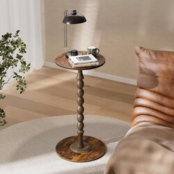 Side Table - Round Side Table, Small End Table, Luxury Living Room Side Tables for Small Spaces for Living Room, Bedroom, Bathroom, Corners and Office, Rustic Brown