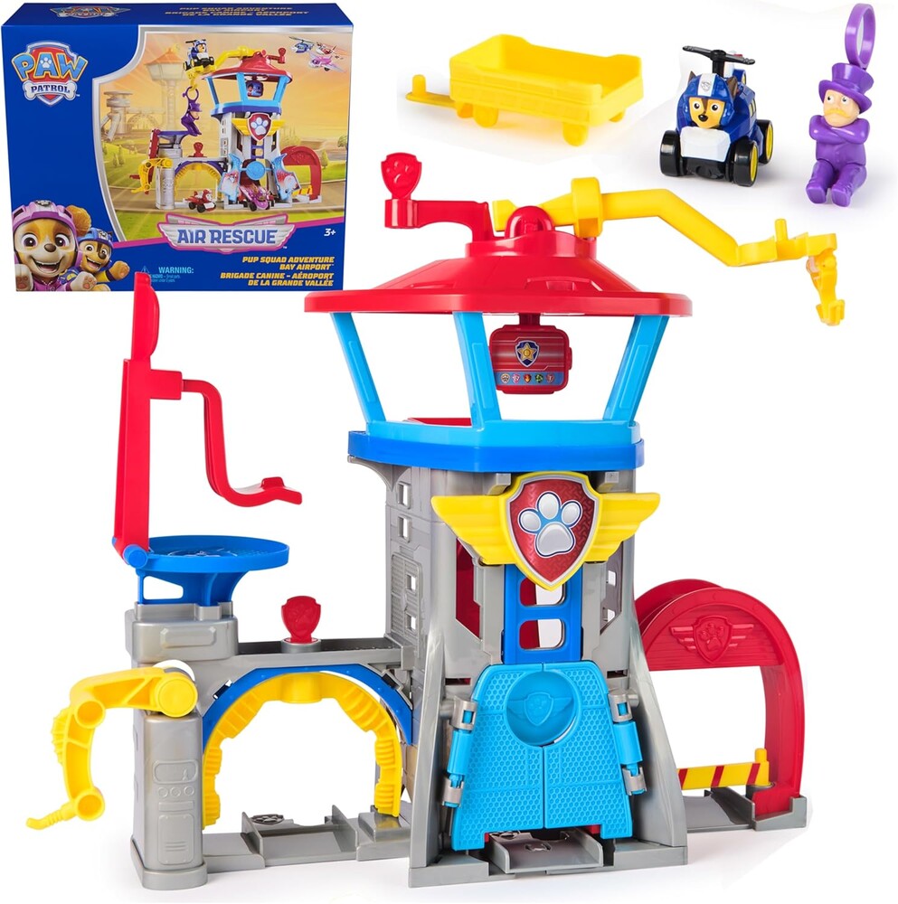 PAW Patrol: Air Rescue, Pup Squad Adventure Bay Airport Playset, with Chase Toy Car & PAW Patrol Vehicle Launcher, Kids Toys for Boys and Girls 3+