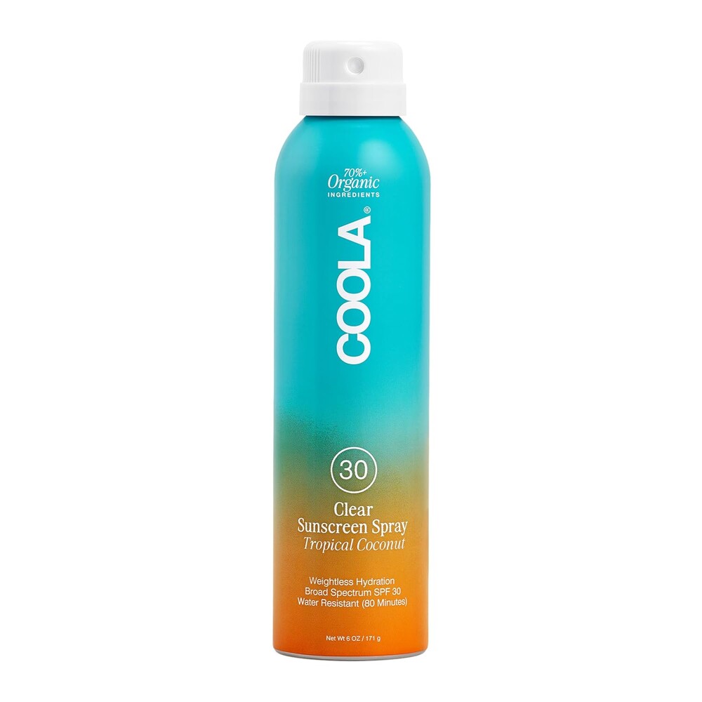 COOLA Organic Sunscreen SPF 30 Sunblock Spray, Dermatologist Tested Skin Care for Daily Protection, Vegan and Gluten Free, Tropical Coconut