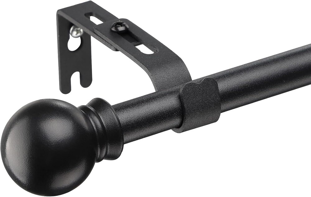 YeYeBest Curtain Rods for Windows 28 to 152 Inch, 5/8 Inch Metal Curtain Rod Set,Heavy Duty Winbdow Curtain Rod with Brackets Black