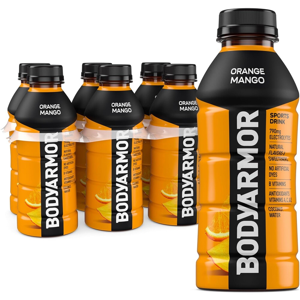 BODYARMOR Sports Drink, Orange Mango, Electrolyte Drink Hydration, 16 Fl Oz Bottles (6 Pack), Flavored Coconut Water with B Vitamins & Antioxidants