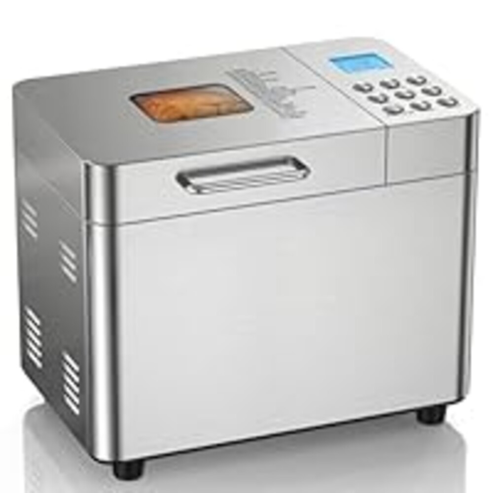 2LB Bread Maker Machine, OSIPOTO 17 in 1 Automatic Stainless Steel Bread Machine, Non-stick, Beginner-Friendly Controls, 15 Hour Timer, Easy to Clean Low Noise, High Success Rate for Homemade Bread