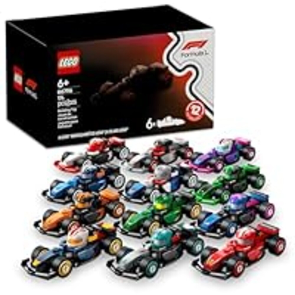 LEGO F1 Collectible Race Cars, 6 Pack - Building Set for Boys & Girls, Ages 6+ - Birthday Party Favor or Gift - Mystery Box W/Surprise F1 Car Toys - Travel Toys for Kids - 66796