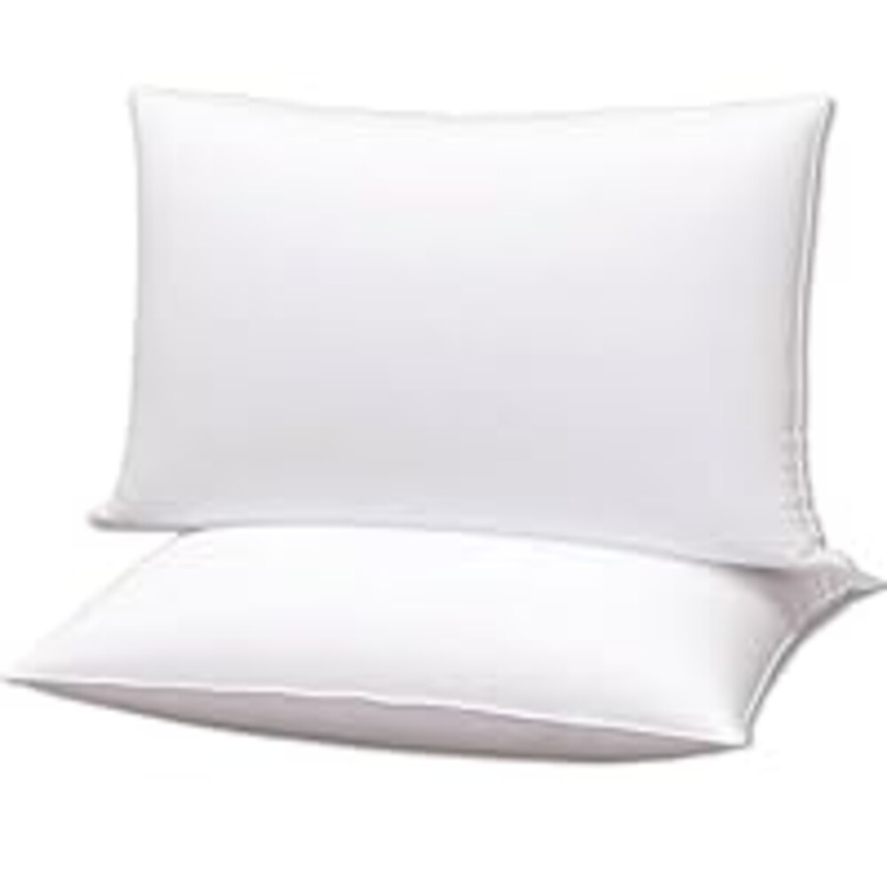 Gooeb Flat Ultra Thin Bed Pillows King Size Pillow Set of 2 Extra Soft Down Alternative for Stomach Back Sleeper White 20x36inches