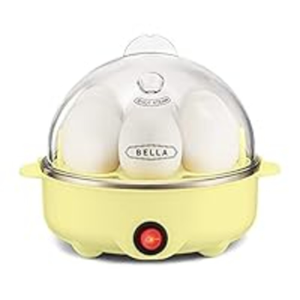 BELLA Egg Cooker, Rapid Boiler & Poacher, Meal Prep Essential, Family Sized Meals: Make Up To 7 Large Boiled Eggs, Dishwasher Safe Lid with Cool-Touch Handles, Poaching Tray Included, Yellow